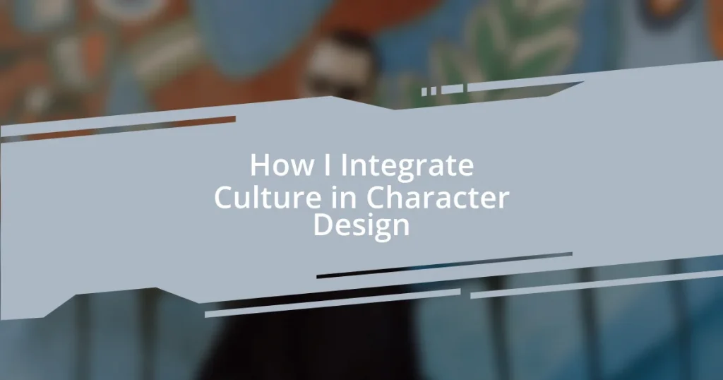 How I Integrate Culture in Character Design