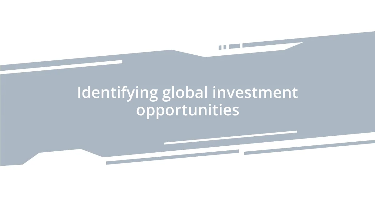 Identifying global investment opportunities